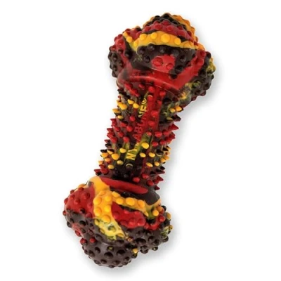 Image de Nylabone Jouet dentaire à mâcher robuste, os en caoutchouc, arôme cheeseburger au bacon, pour les petits chiens (jusqu’à 11 kg), mâchouilleurs modérés/puissants