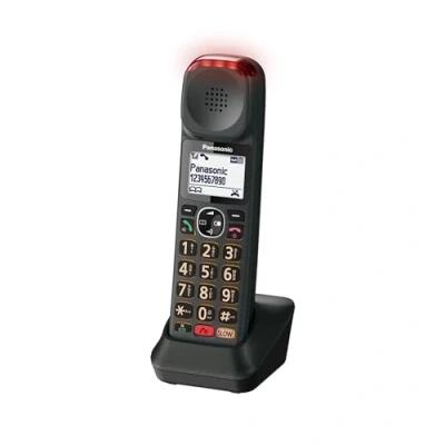 Image de Panasonic KX TGMA45 Téléphone Numérique sans Fil, Combiné Supplémentaire (Non Autonome) et Support de Charge, Ecran LCD, Volume Fort, Mode Conversation Lente, Contrôle la Tonalité, Noir Métallisé