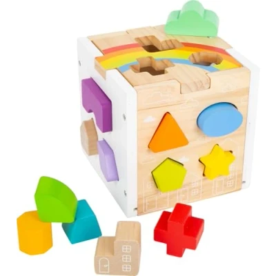 Image de Small Foot Cube à Assembler Arc en Ciel, 13 éléments de différentes Formes Bois, 12 Mois et Plus, 11777