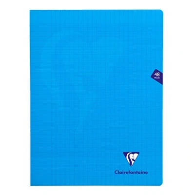 Image de Clairefontaine 323311C Un Cahier Agrafé Mimesys Bleu 24x32 cm 48 Pages Grands Carreaux Papier Blanc 90 g Couverture Polypro