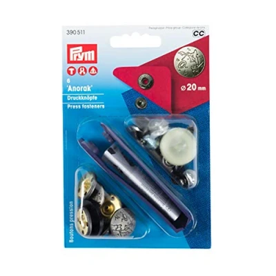 Image de Prym 390511 Bouton pression sans couture Anorak Excursion laiton 20 mm Argent mat