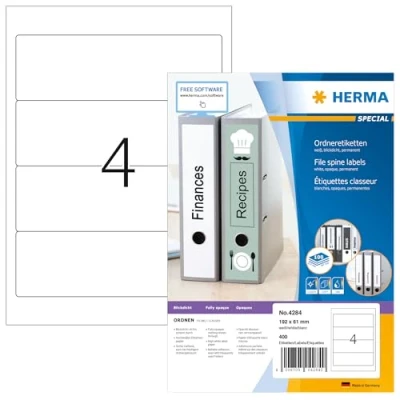 Image de Herma 4284 Étiquettes classeur 192 x 61 A4 400 pièces Blanc