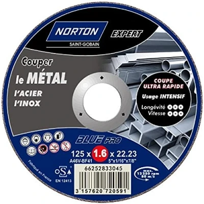 Image de Norton Tronçonnage fin plate expert Métal/Inox 125 x 1,6 22,2