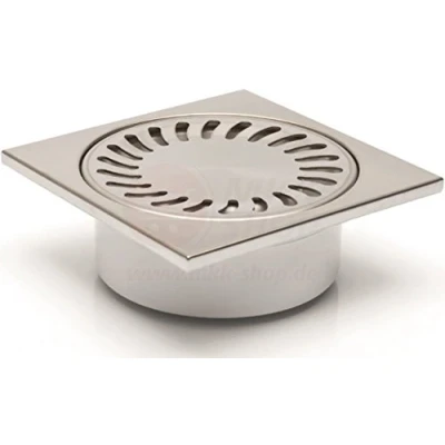 Image de Siphon de douche vertical en acier inoxydable 150 x mm DN 50/55 Profondeur d&#039;encastrement plat 15 cm
