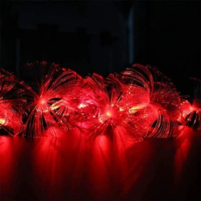 Image de AUSUKY Guirlande lumineuse en fibre optique avec 10 LED à piles Rouge 2,5 m