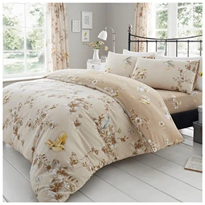 Image de Gaveno Cavailia Parure de lit Luxe avec Housse Couette et taie d&#039;oreiller en Polyester Coton Motif Fleurs Oiseaux 1 Place (135 x 200cm)