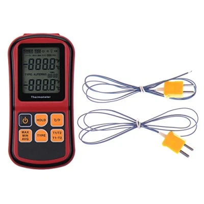 Image de RGBS double canal Thermomètre numérique avec deux K type Thermocouples Température Mètre rétroéclairage LCD pour K/J/T/E/R/S/N thermocouple