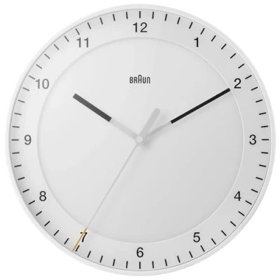 Image de Braun Grande Horloge Murale analogique Classique avec Mouvement de Balayage Silencieux, Facile à Lire, diamètre 30cm, en Blanc, modèle BC17W.