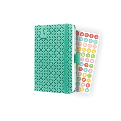 Image de SIGEL J4126 Jolie Agenda semainier 2024, couverture rigide, 9,5 x 15 cm, 174 pages, vert menthe