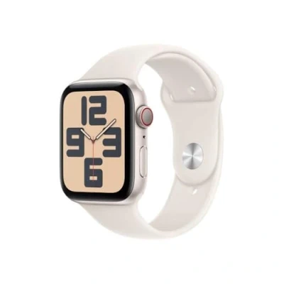 Image de Apple Watch SE (2. Generation) GPS + Cellular 44 mm Smartwatch mit Aluminiumgehäuse in Polarstern und Sportarmband (S/M). Fitness Schlaftracker, Unfallerkennung, Herzfrequenzmesser
