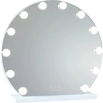Image de Flamingueo Miroir Coiffeuse Hollywood 12 Lumières, Rond LED 3 Modes, Maquillage Lumineux, Contrôle Tactile, de Table