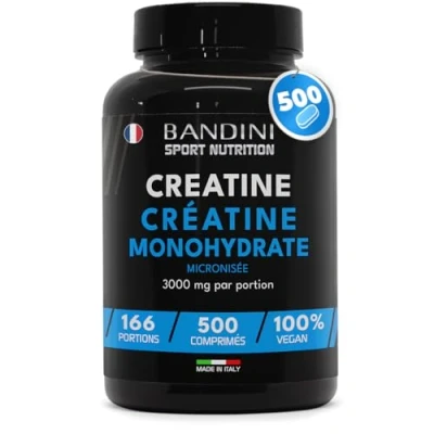 Image de Bandini® Créatine Monohydrate 3000mg Vegan 500 Comprimés (+5 Mois) Augmente les Performances Physiques &amp; la Force Musculaire Booster Musculation Puissant Creatine Micronisée 100% Pure et