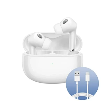 Image de Xiaomi Buds 3T Pro (Gloss White) avec câble USB C 1 m, Connexion Bluetooth 5.2, Annulation du Bruit jusqu&#039;à 40 DB, Recharge sans Fil, résistante à la poussière et l&#039;eau, Version Italienne