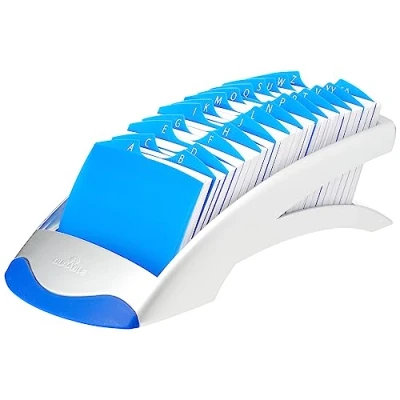 Image de Durable 241223 Telindex Desk Fichier Répertoire Linéaire pour 500 Fiches avec Index 25 Touches Alphabétique A Z Argent/Bleu