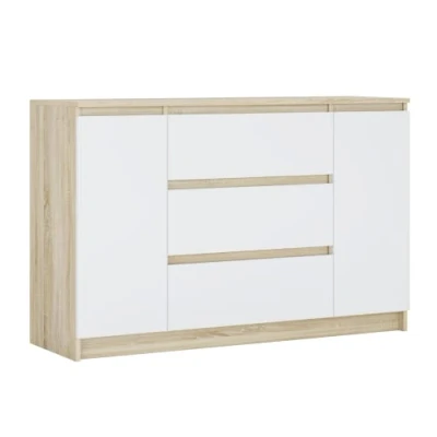 Image de 3E 3xE living.com Commode en Couleur Sonoma/Blanc, D : L 120 cm, P 39 H 78 avec Deux Portes et Trois tiroirs