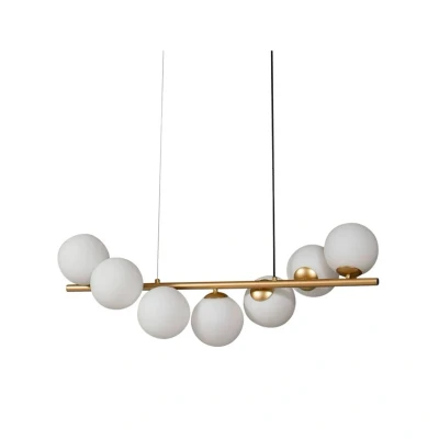 Image de Lucande Suspension Isandro, 95 cm, or, blanc, 7 lampes, G9
