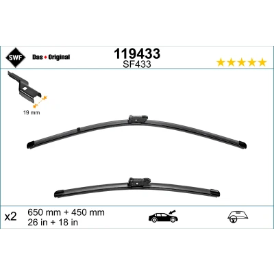 Image de Balai d&#039;essuie glace Swf 119433 avant plat RENAULT: Kangoo III Box Body / MPV, Express Van, MPV