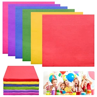 Image de WSAMJIN Serviettes en Papier Colorées, 120 pièces de Mariage, Cocktail Boissons à 2 Plis, Fête pour Anniversaire Dîner, 33 x cm