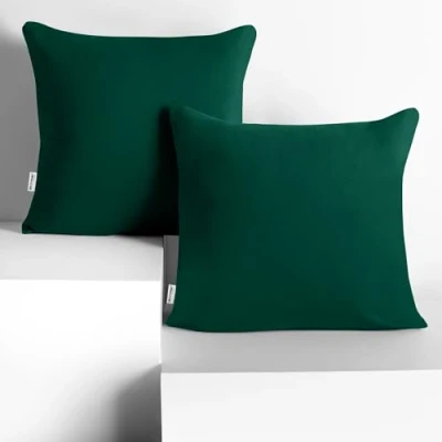 Image de DecoKing 2 taies d&#039;oreiller 80 x cm Jersey Coton Fermeture éclair Vert Bouteille Ambre