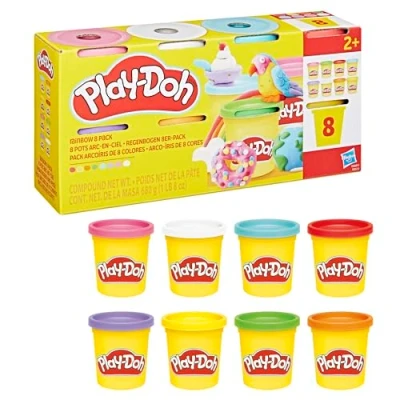Image de Play Doh 8 Couleurs Arc en Ciel, Pots de pâte à Modeler 85 g