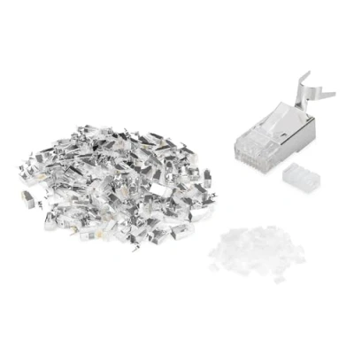 Image de DIGITUS Cat 6A Connecteur à sertir 100 pièces réseau RJ45 Blindé pour câble Cat6A, de Pose &amp; PoE Ethernet LAN 10GBase T 8P8C AWG 23/1 22/1