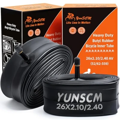 Image de YunSCM 2PCS 52/62 559 épaissies Chambres à air 26x2.10/2.25/2.35/2.40 AV32mm Schrader Valve Compatible 26 Pouces Chambre 26x2.10 26x2.125 26x2.25 26x2.35 26x2.40