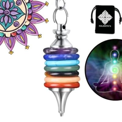 Image de Pendule Divinatoire de Radiesthésie 7 Chakras (Nouvelle Version 2024), en Pierres Naturelles : Quartz Améthyste Aventurine Jaspe Sept Le Plus Complet [𝐆𝐀𝐑𝐀𝐍𝐓𝐈𝐄 𝐀 𝐕𝐈𝐄]