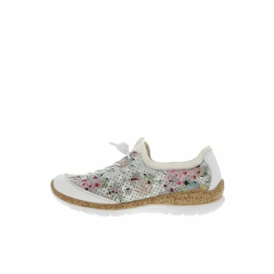 Image de Rieker N42v1 90 Simba Slip on Toggle Trainers en Blanc avec Imprimé Floral 36 White