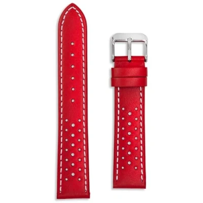 Image de Bracelet de montre en cuir perforé Disponible bleu, noir, jaune, rouge, vert 18 mm, 20 22 mm course veau véritable Barres à ressort et outil inclus,