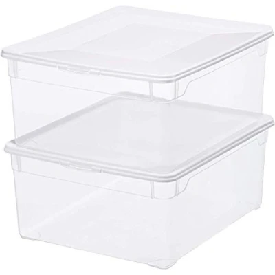 Image de Rotho Clear Ensemble de 2 boîtes rangement 18l avec couvercle, Plastique (PP) sans BPA, transparent, x (40.0 33.5 17.0 cm)