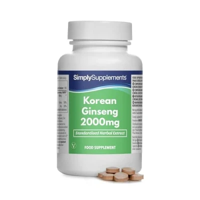 Image de Ginseng Coréen Panax 2000mg 360 Comprimés Adapté aux Végétaliens Jusqu’à 1 an de bienfaits SimplySupplements