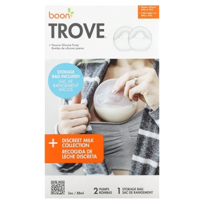 Image de Boon Trove Tire lait manuel en silicone Mains libres Collecteur de maternel avec pochette voyage 2 pièces