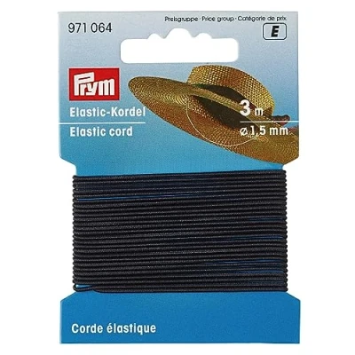 Image de Prym Cordon Elastique Noir (1,5 mm, 3 m) 1 Unité