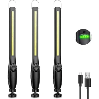 Image de highsam Baladeuse LED Mecanicien, Lampe de Travail Rechargeable, COB Atelier Dimmable, Poche pour Voiture, Garage, Camping (3 Pièces)