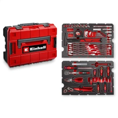 Image de Original Einhell E CASE 80 pcs. valise d&#039;outils (set de haute qualité dans en plastique robuste et empilable comme équipement base idéal pour le ménage, l&#039;atelier ou déplacement)