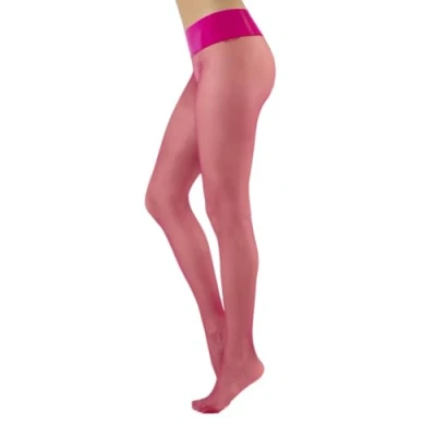 Image de CALZITALY Collant Voile, sans Coutures, Transparent, Femme 15 DEN Noir, Naturel, Bleu, Violet, Vert, Rouge, Pois S, M, L, XL, XXL Made in Italy (L Cerice Pink)