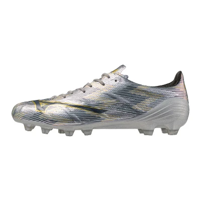Image de Mizuno Alpha II Elite Unisex Chaussures de foot à crampons, Taille: 43, Galaxy silver/gold Matière synthétique
