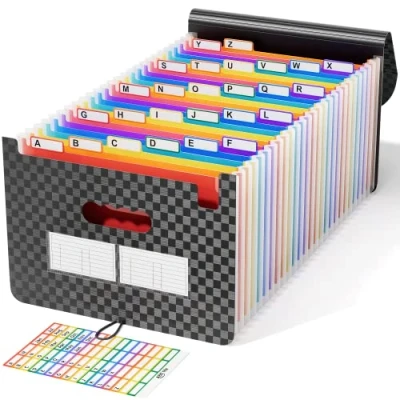 Image de ABC life Trieur à Soufflets Classeur Rangement 26 Compartiments avec Couvercle A4 Chemise Papier Administratif, Documents Organiseur de Fichier Accordéon Extensible Fermeture L&#039;Elastique