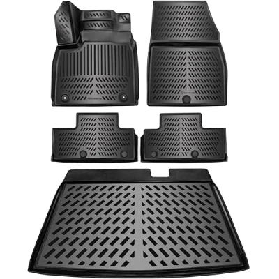 Image de ELMASLINE Lot de tapis en caoutchouc 3D et bac coffre pour Renault Megane E TECH à partir 2022 électrique Accessoires sol