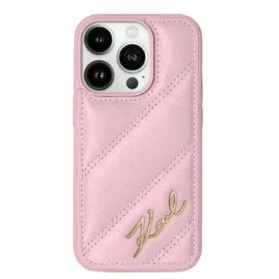 Image de Étui Karl Lagerfeld pour iPhone 15 Plus 6.7 rose hardcase Diagonal Quilted Script Neuf