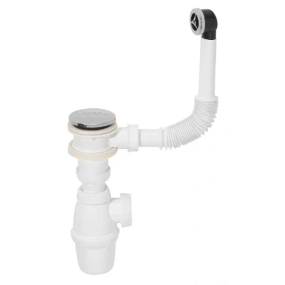 Image de Wirquin SP50199 Ensemble lavabo siphon et bonde Quick clac avec trop plein, Blanc