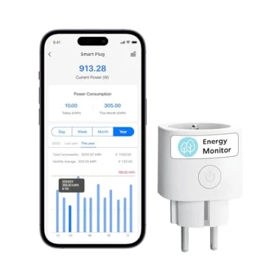Image de Meross Prise Connectée (Type E), 16A WiFi Mini Compatible avec Alexa, Google Home et SmartThings, Intelligente Mesure de Consommation d&#039;Énergie pour Panneau Solaire Photovoltaïque