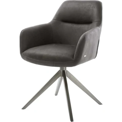 Image de Chaise pivotante Pejo Flex microvelours anthracite vintage pied croisé large grafiete pivotement sur 360 fonction bascule ressorts ensachés