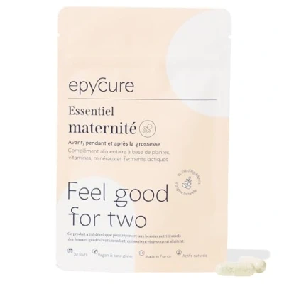 Image de EPYCURE Cure Essentiel Maternité Croissance Tissus Maternels et Bien Être 100% Naturel Vitamine B9, Camomille, Lactobacillus, Magnésium, Fer, Iode 1 Mois Vegan