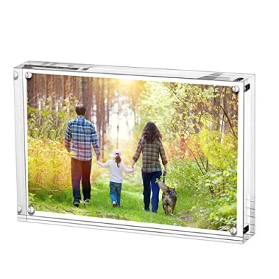 Image de Boxalls Cadres Photo en Acrylique 15 x 20 cm, de Bureau sans Cadre avec Magnétique, Double Face Transparent