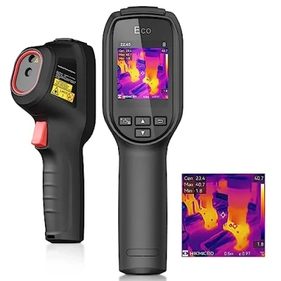 Image de Caméra thermique portable HIKMICRO ECO, compatible SuperIR 240X240 soit 57 600 pixels, fréquence de 25Hz, Mesure la température, plage température 20C à 550C, pointeur laser intégré