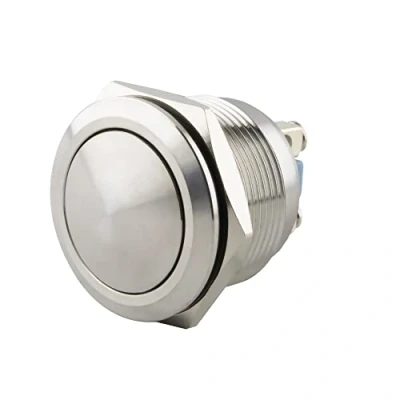 Image de SeKi Bouton poussoir en acier inoxydable de 16 mm diamètre Forme bombée Raccord à vis sonnette.