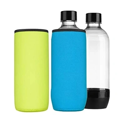 Image de kwmobile 2X Rafraîchisseur Bouteilles Compatible avec Soda Stream Duo/Terra Refroidisseurs en néoprène pour Carafe de 0,615L Bleu Clair Jaune