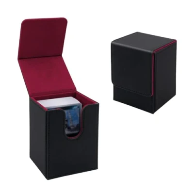 Image de Tolesum Vertical Trading Card Storage Box Contenir à 100+ Cartes pour MTG, Commander TCG, Collectionner Noir et Rouge