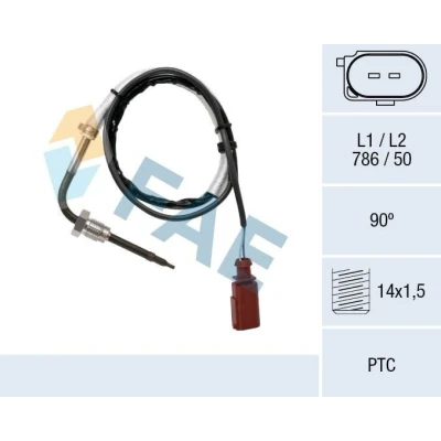 Image de FAE 68089 Palpeur, température des gaz devant le filtre à particules AUDI: A4 B7 Berline, Avant, B6/B7 Cabriolet